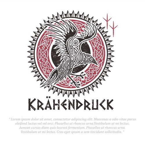 Celtic design with the title 'Krähendruck'