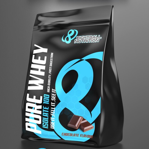 Fitness label with the title '8ball nutrition'