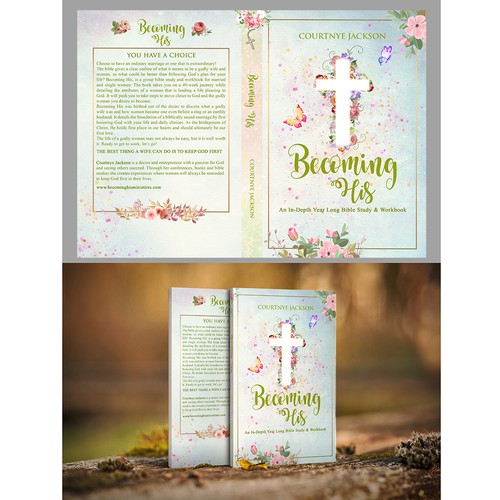 Watercolor book cover with the title 'Watercolor Dreams: Design a cover for a women's workbook'