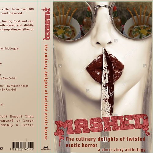Erotic book cover with the title 'Book Cover for an Erotic Culinary Horror Book'