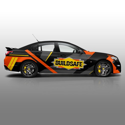 Camouflage design with the title 'BUILDSAFE Car Wrap'