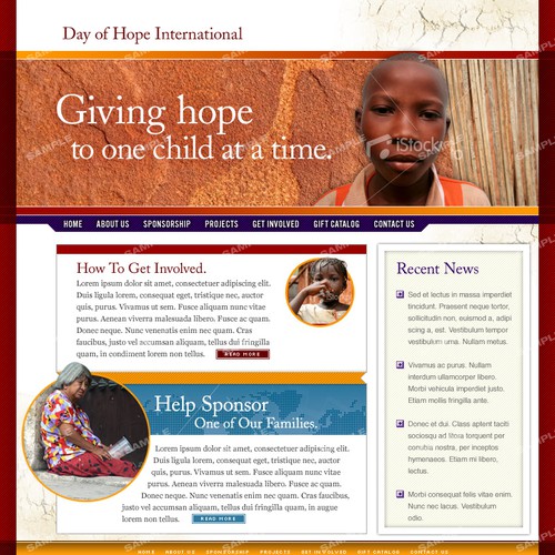 Children's website with the title '$400 Prize for Children's Organization Site Templates'