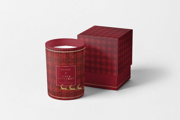 Packaging with the title 'Winter Holiday Candle Collection'