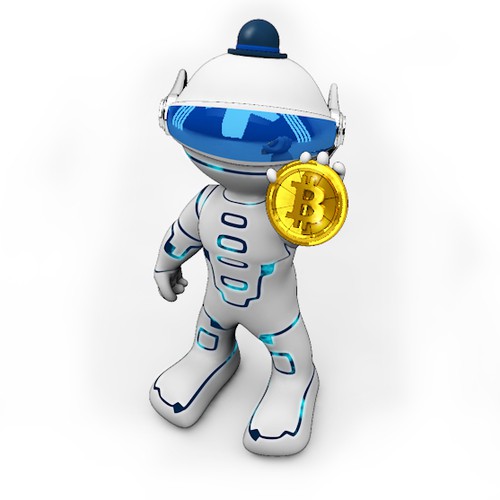 Robot illustration with the title 'Create a robot mascot for Dealcoin'
