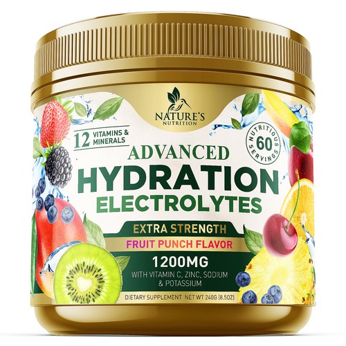 Design with the title 'Advanced Hydration Electrolytes'