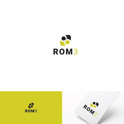 Black and yellow logo with the title 'Rehabilitation service logo concept'