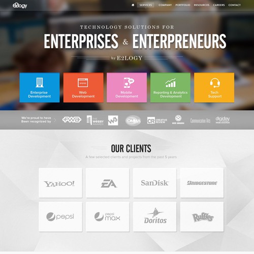 Bootstrap website with the title 'Help a new software services firm with a new website'
