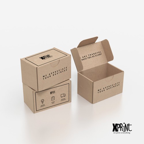 Kraft paper packaging with the title 'A box design that thanks the client'