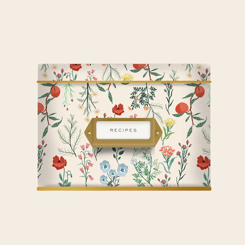 Botanical illustration with the title 'Vintage Flower Illustration for Recipes Tin'