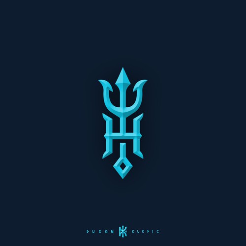 Neon blue logo with the title 'Trident'