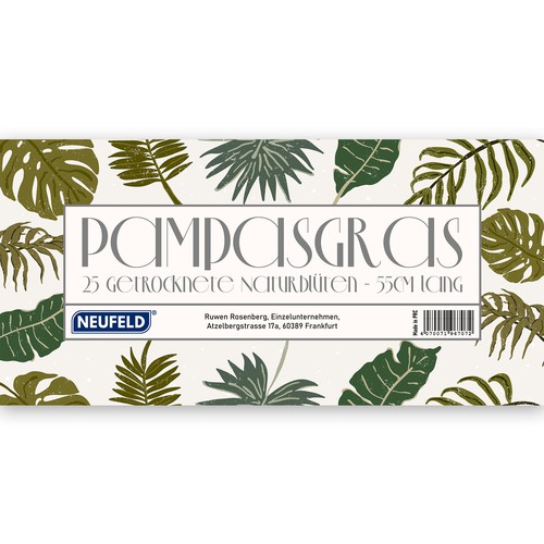 Pattern packaging with the title ' Paper Roll Design for Pampas Grass Flowers.'