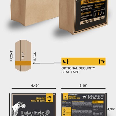 Lake Erie Pet Food Co. product labels front and back