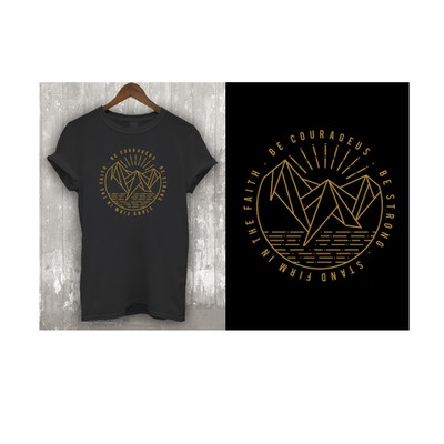 Design a men's t-shirt for a new brand that gives profits to charity