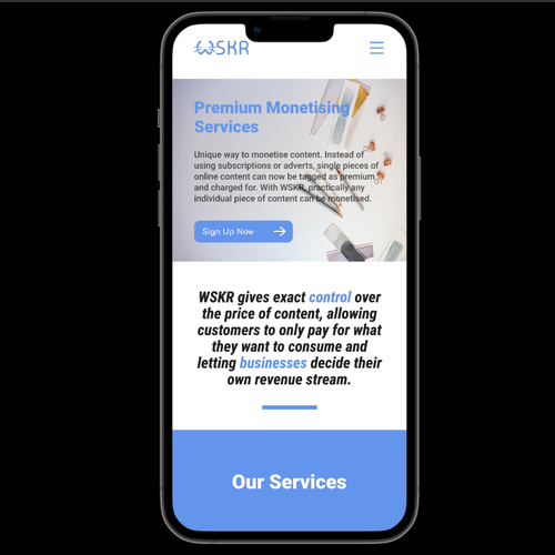 Mobile app website with the title 'Mobile version Website'