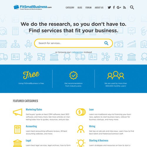 Search engine design with the title 'Website Design for FitSmallBusiness.com'
