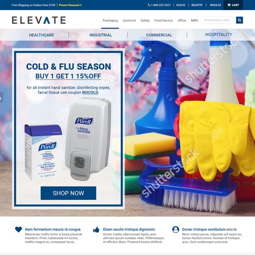 Cleaning website with the title 'Elevate - Homepage'