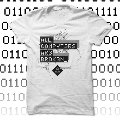 Computer t-shirt with the title 'Hacker House'