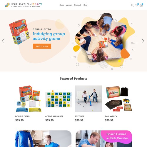 Puzzle design with the title 'Shopify store for kids'