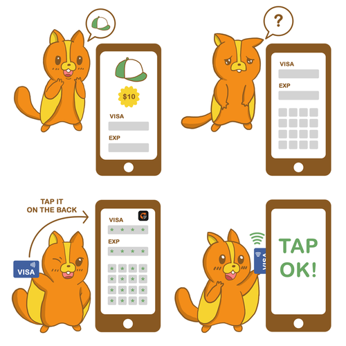 Credit card design with the title 'Illustration for new shopping technology Tutorial'