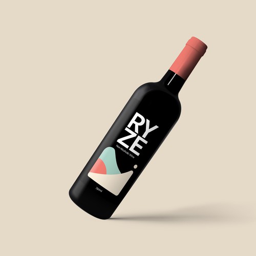 Abstract label with the title 'RYZE Wine Bottle'