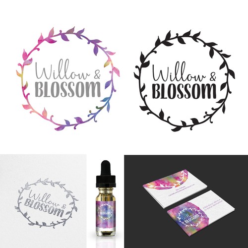 Pretty design with the title 'Logo for Essential Oils Willow & Blossom'