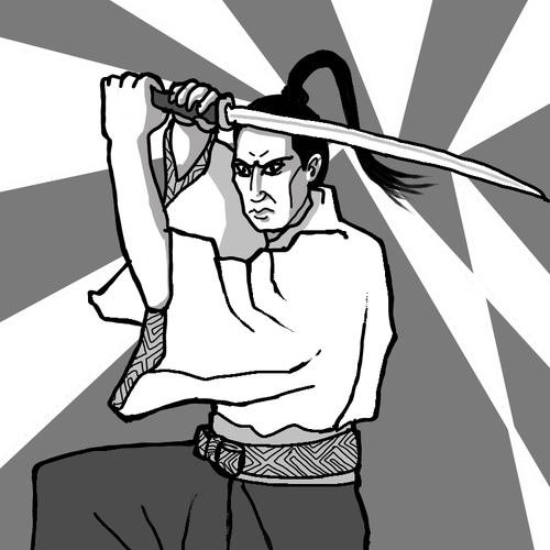 Human figure design with the title 'Japanese Samurai illustration to represent modern day bodyguards'