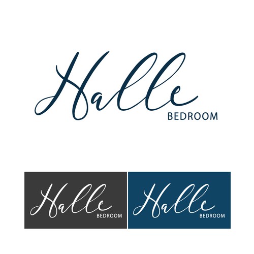 Bedroom design with the title 'Feminine Bedroom Store Logo'