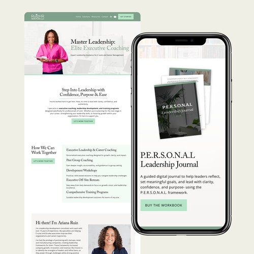 Stripe design with the title 'Squarespace Executive Coaching Website'