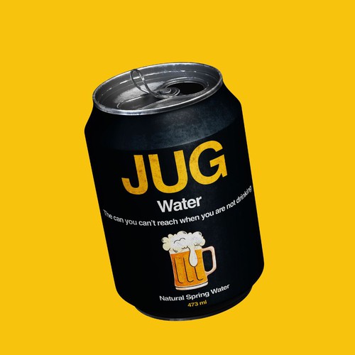 Water packaging with the title 'soda'