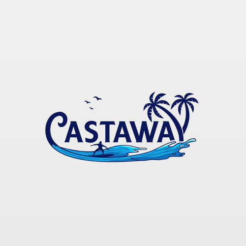 Surfer logo with the title 'New Logo for Startup Clothing Line - Castaway'