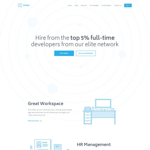 Light website with the title 'Homepage for Kodeq'