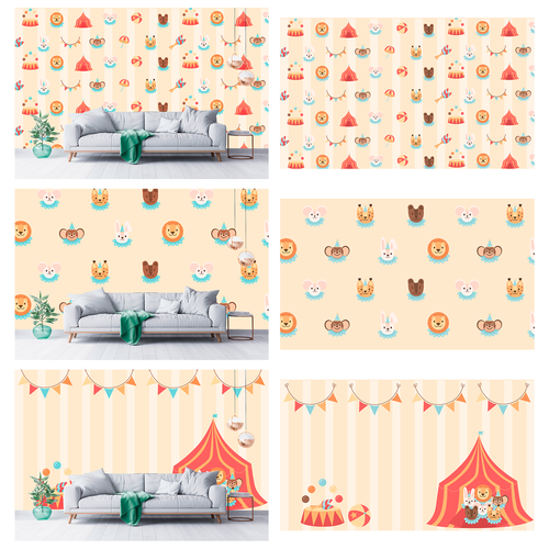 Wallpaper illustration with the title 'wallpaper for children's room'