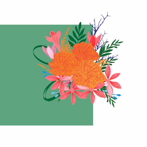 Bouquet design with the title 'Illustration: Bouquet'