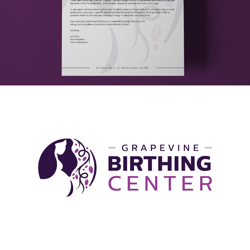 Iconic brand with the title 'Logo for Grapevine Birthing Center'