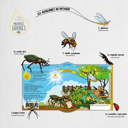 Bee design with the title 'L'éphémère'