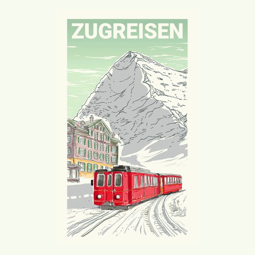 Travel illustration with the title 'Full-Page Illustration as nostalgic Travel Poster '