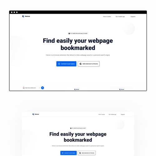 Startup website with the title 'Bookmark extension landing page '
