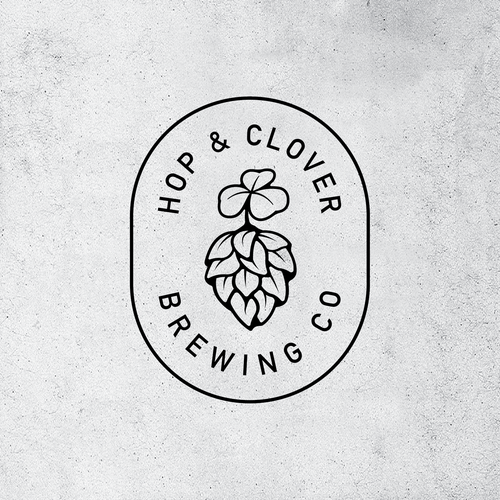 Alcohol logo with the title 'Hop & Clover brewery logo'