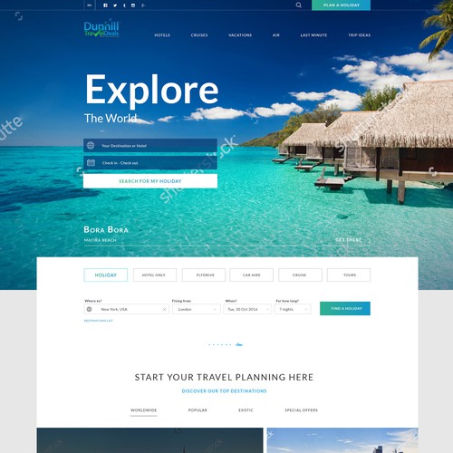 Travel website with the title 'Travel agency web design concept'