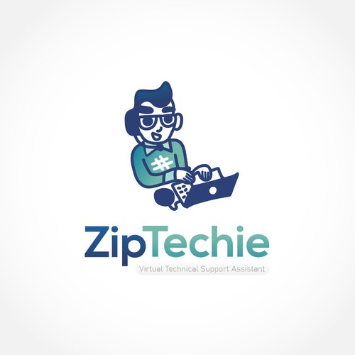 Support logo with the title 'Zip Techie Mascot Logo'