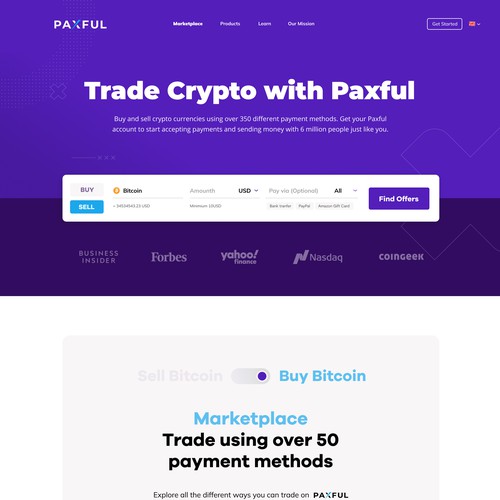 Digital website with the title 'Website for a Crypto Exchange Brand'