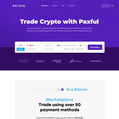 Bitcoin website with the title 'Website for a Crypto Exchange Brand'
