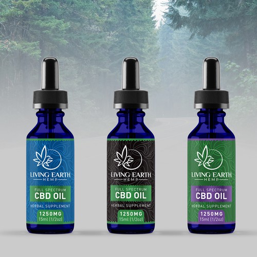 Dropper bottle label with the title 'CBD oil label design'