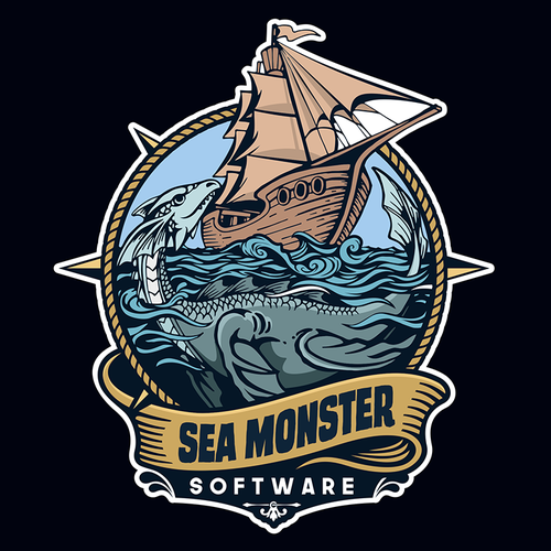 Sea brand with the title ' Sea Monster Software, a mobile application development company needs an identity.'