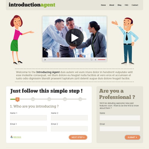 Startup website with the title 'Intoduction Agent'