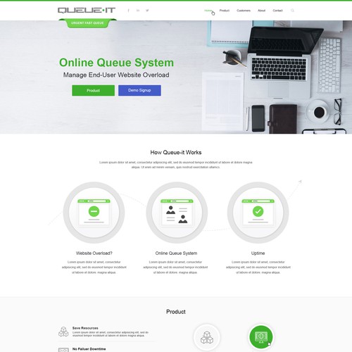 Illustrator website with the title 'Queue.It Web Design '