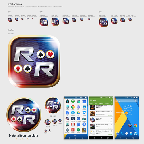 Poker design with the title 'RRP app icons for both iOS and Android'