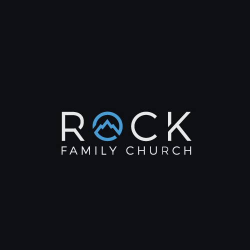 Line art logo with the title 'Mountain logo for a family church company'