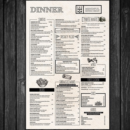 Dinner design with the title 'Menu for Brewery'