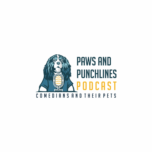 Comedy logo with the title 'Logo concept for paws and podcast .'